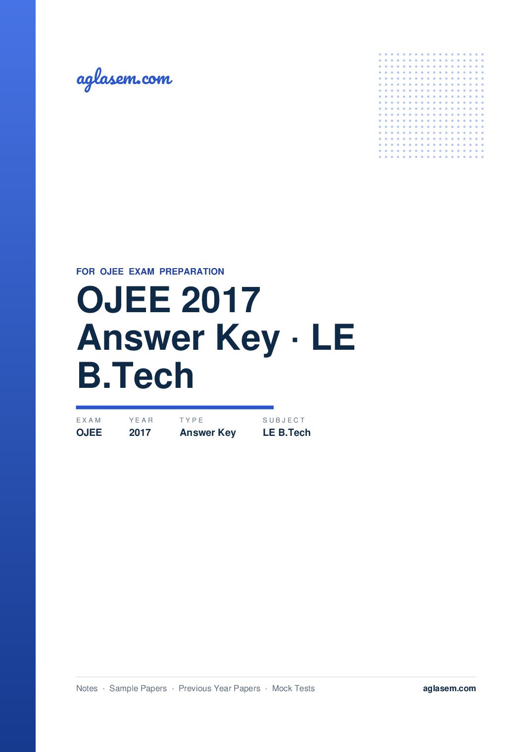 OJEE 2017 Answer Key LE B.Tech - Page 1 of 3