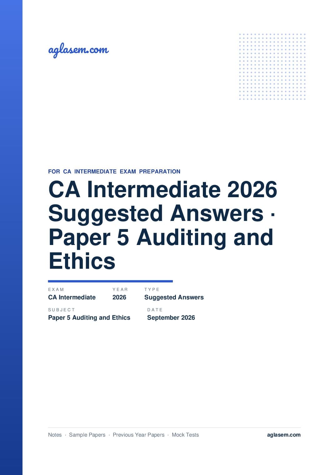 CA Intermediate September 2026 Suggested Answers Paper 5 Auditing and Ethics - Page 1 of 31