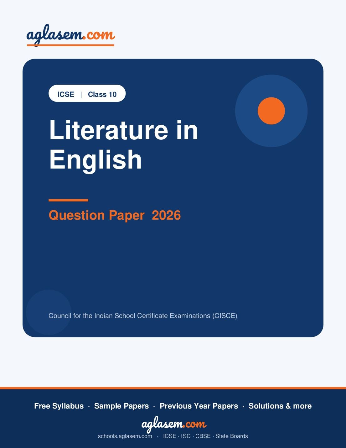 ICSE Class 10 Question Paper 2026 Literature in English - Page 1 of 13