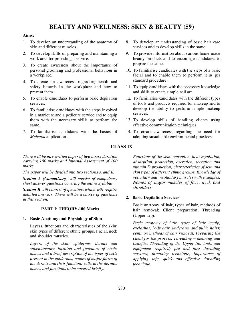 ICSE Class 10 Syllabus 2023 Skin and Beauty