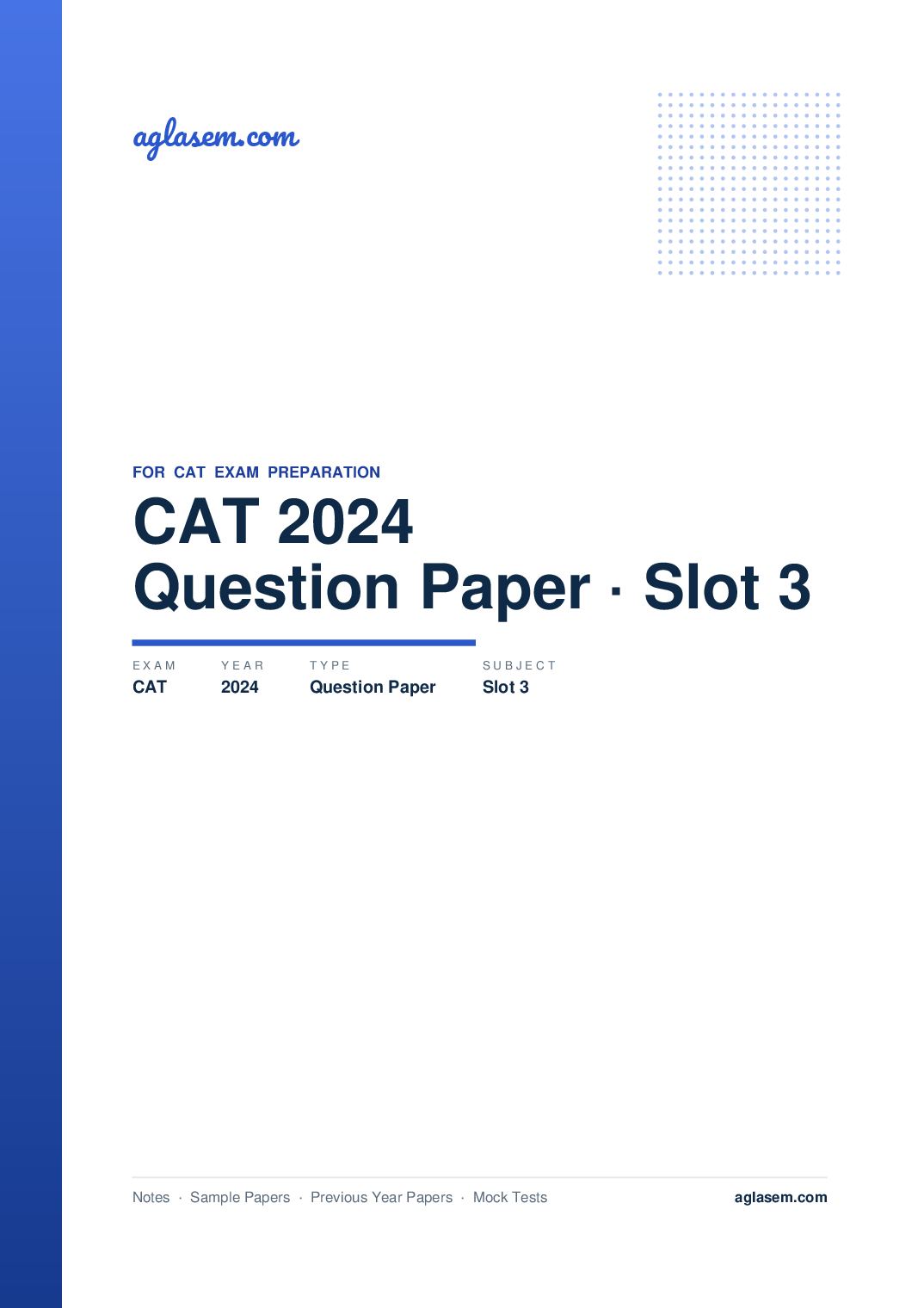 CAT 2024 Question Paper with Answer Key for Slot 3 - Page 1 of 25