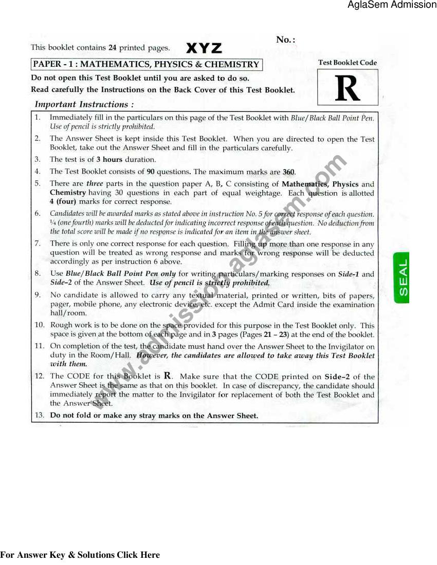 JEE Main 2013 Question Paper B.Tech - Page 1