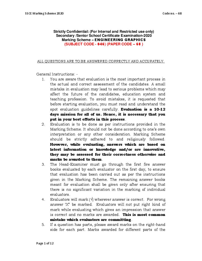 CBSE Class 12 Engineering Graphics Question Paper 2020 Solutions - Page 1