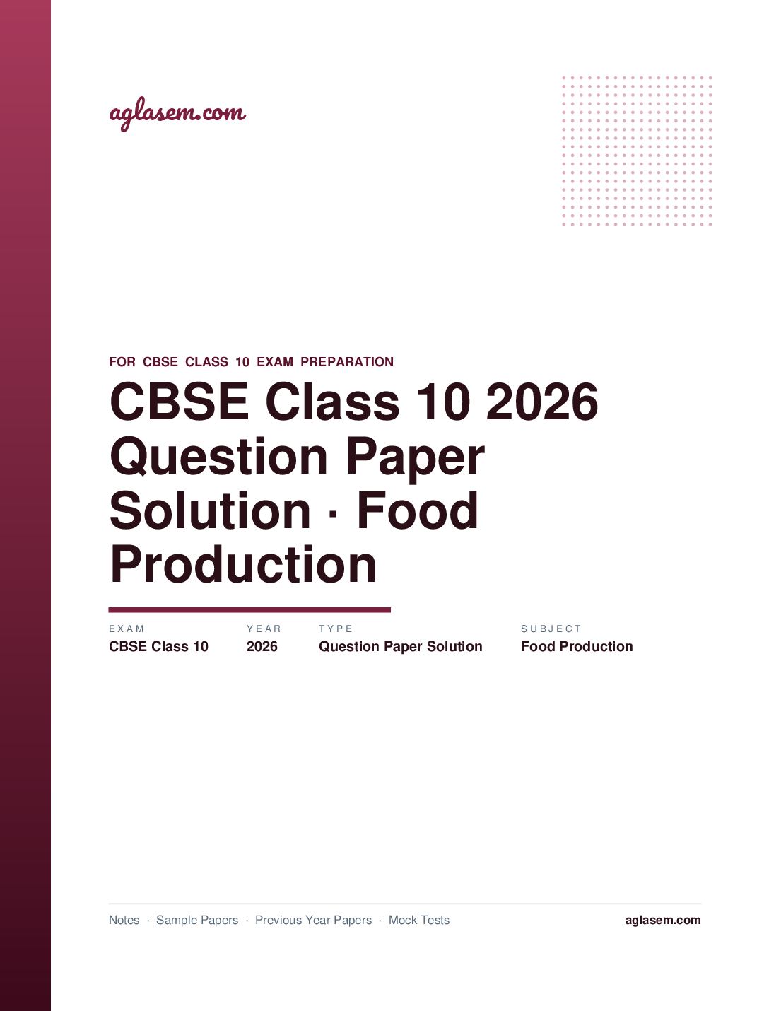 CBSE Class 10 Question Paper 2026 Solution Food Production - Page 1 of 10