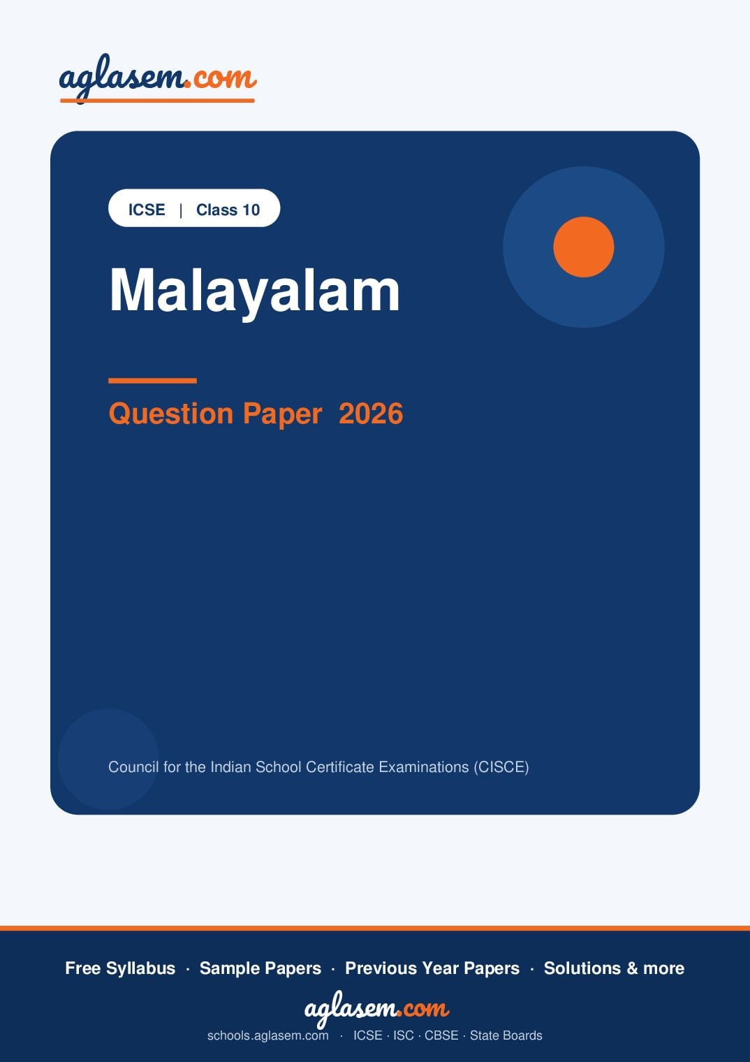 ICSE Class 10 Question Paper 2026 Malayalam - Page 1 of 13