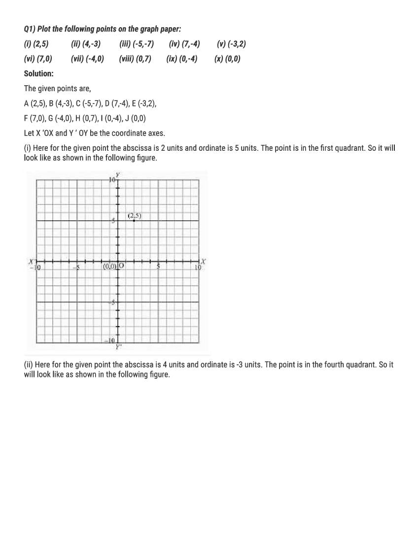 RD Sharma Solutions Class 9 Chapter 11 Coordinate Geometry Excercise 11.1 - Page 1