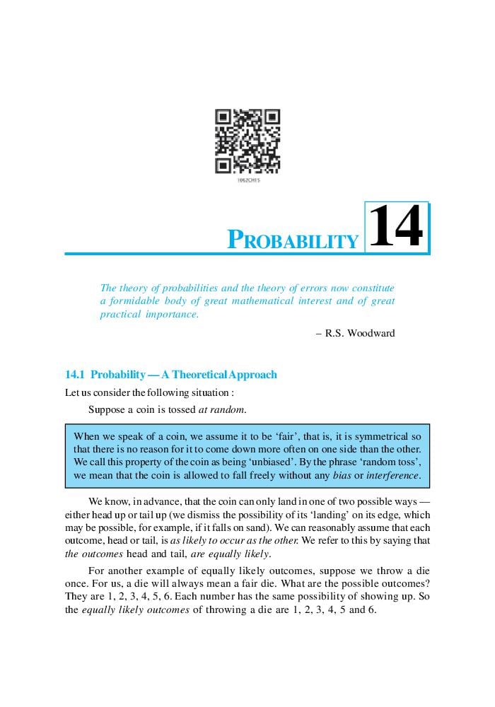 NCERT Book Class 10 Maths Chapter 14 Probability - Page 1