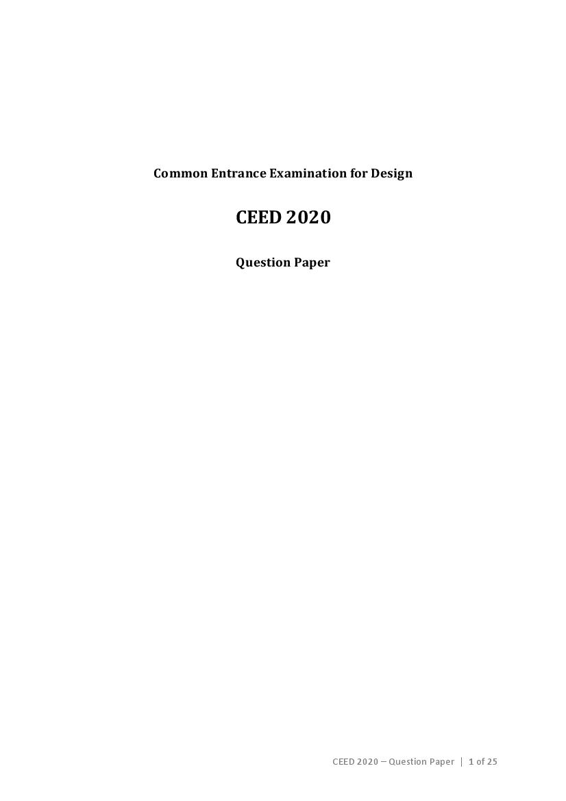 CEED 2020 Question Paper - Page 1