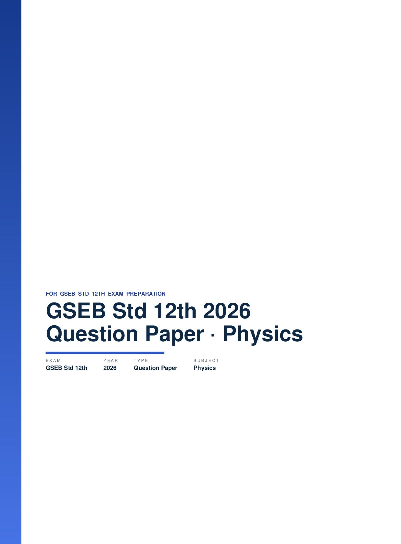 GSEB Std 12th Question Paper 2026 Physics - Page 1 of 20