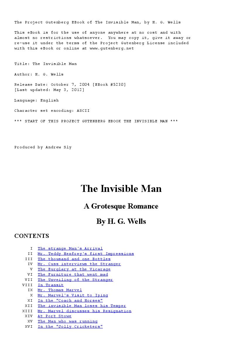 The Invisible Man by HG Wells - Page 1