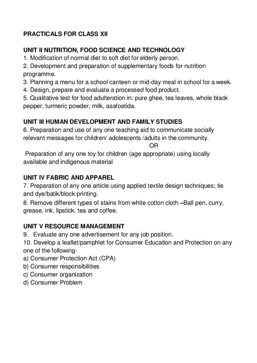 Cbse Class 12 Syllabus 2022 23 Home Science Term 1 Term 2 1581