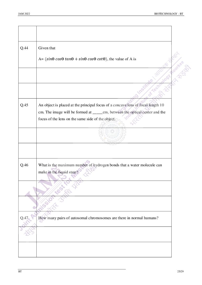 IIT JAM 2022 Question Papers PDF with Answer Keys (7 Papers)