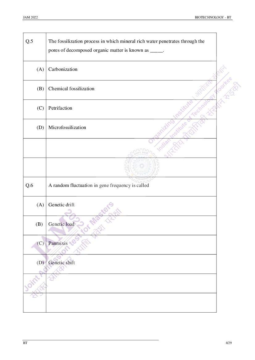 IIT JAM 2022 Question Papers PDF with Answer Keys (7 Papers)