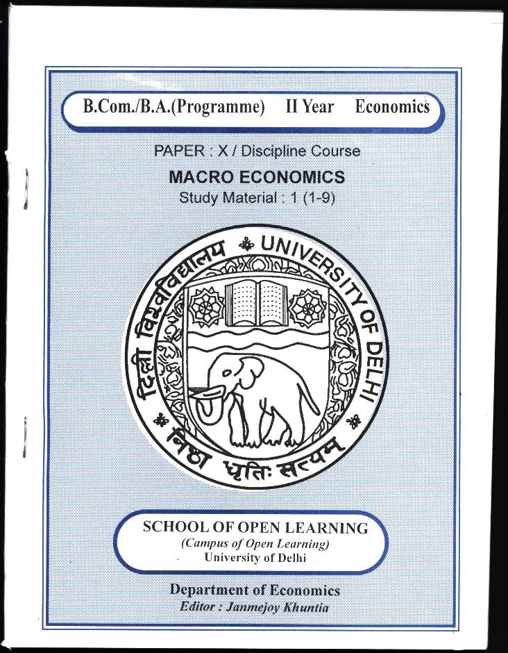 DU SOL Study Material 1 B.Com 2nd Year Macroeconomics - Page 1