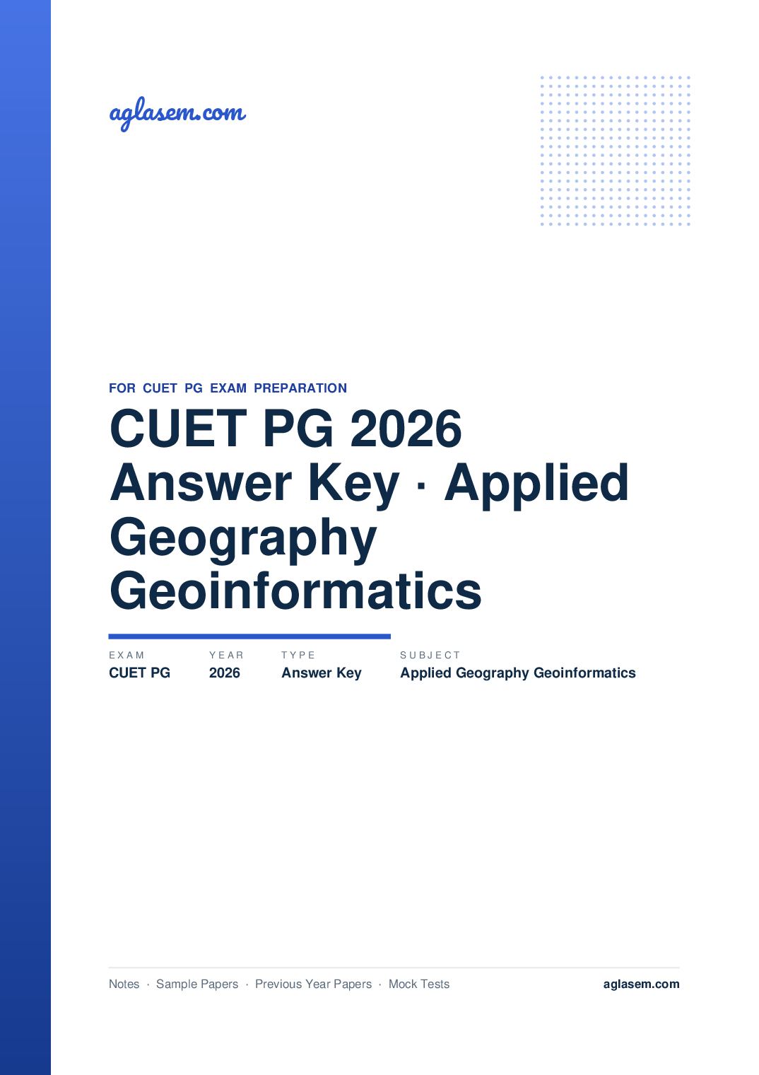 CUET PG 2026 Answer Key Applied Geography and Geoinformatics - Page 1 of 2