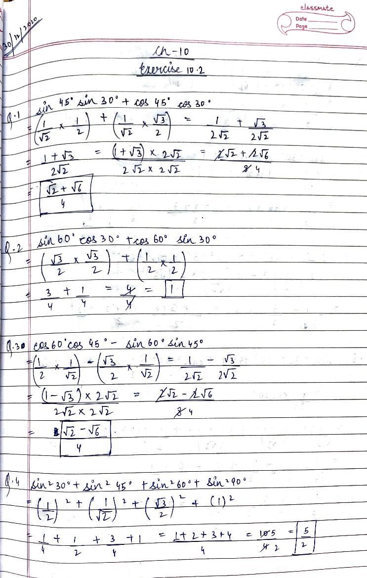 RD Sharma Solutions Class 10 Chapter 10 Trigonometric Ratios Exercise 10.2 - Page 1