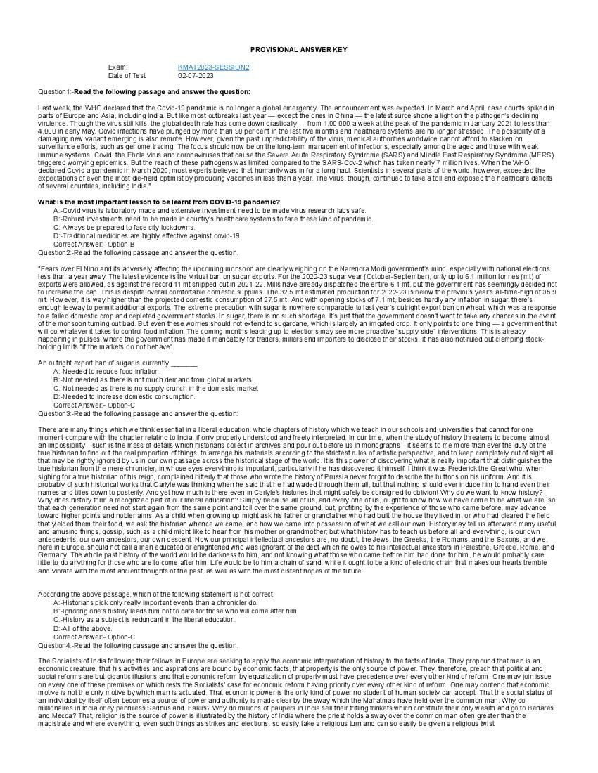 KMAT Kerala 2023 Question Paper with Answers (Jul) - Page 1