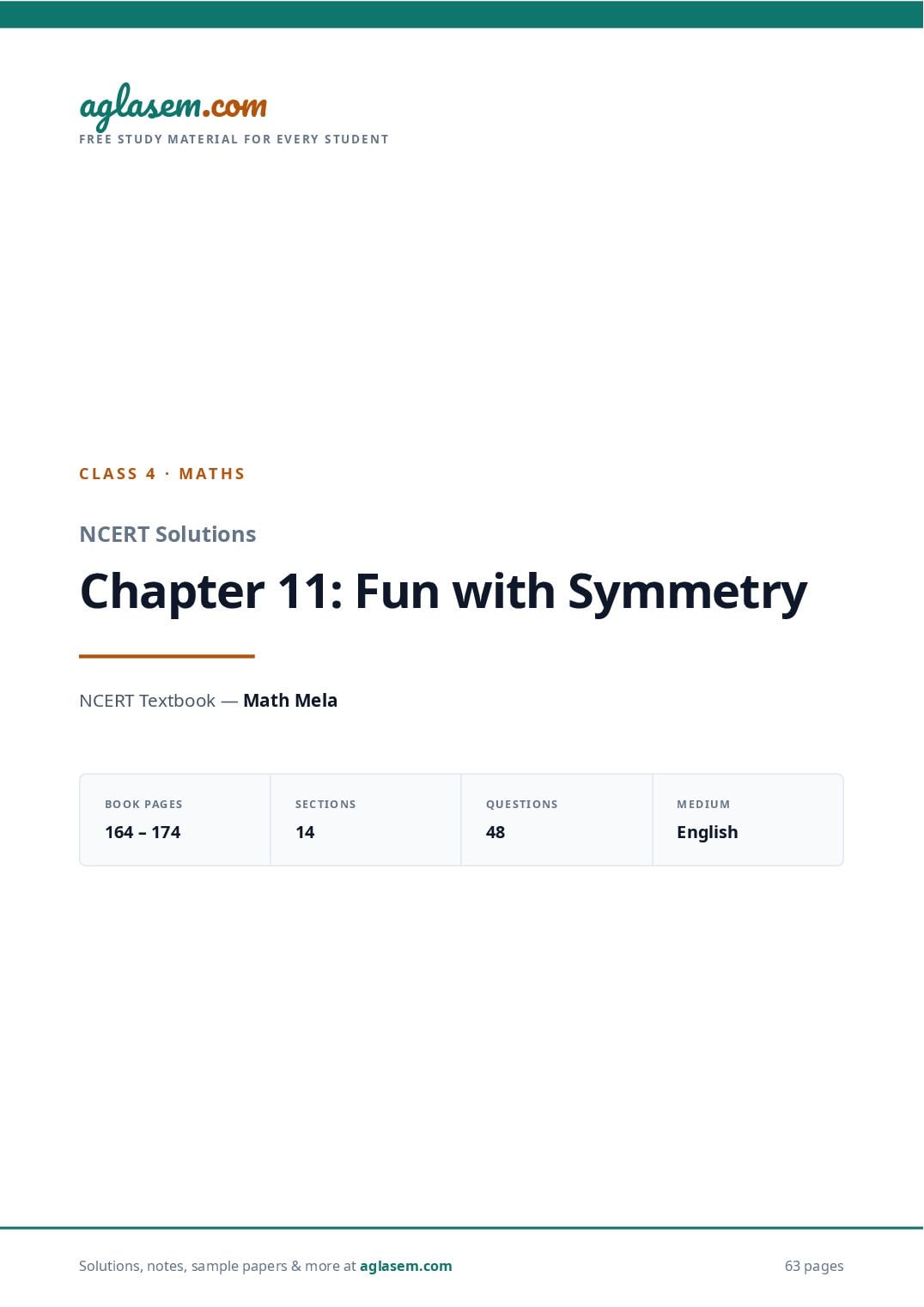 NCERT Solutions Class 4 Maths Chapter 11 Fun with Symmetry - Page 1 of 64