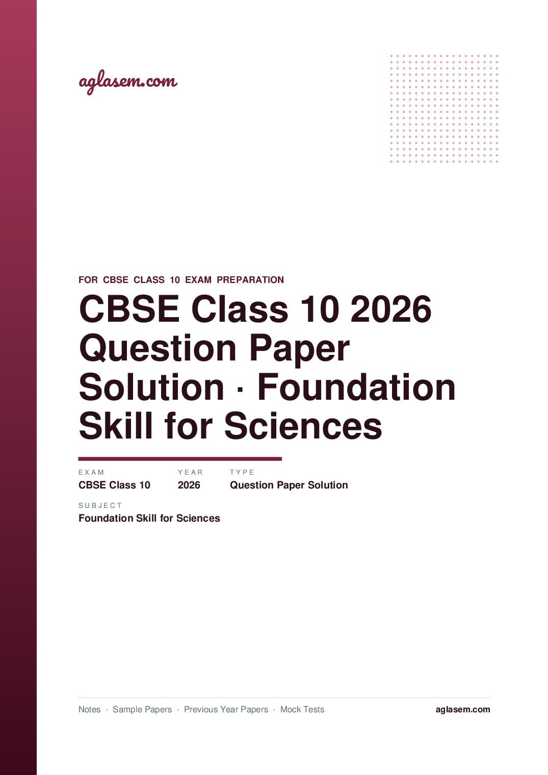 CBSE Class 10 Question Paper 2026 Solution Foundation Skill for Sciences - Page 1 of 7