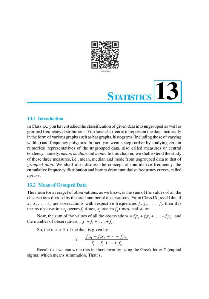 NCERT Book Class 10 Maths Chapter 13 Statistics - Page 1
