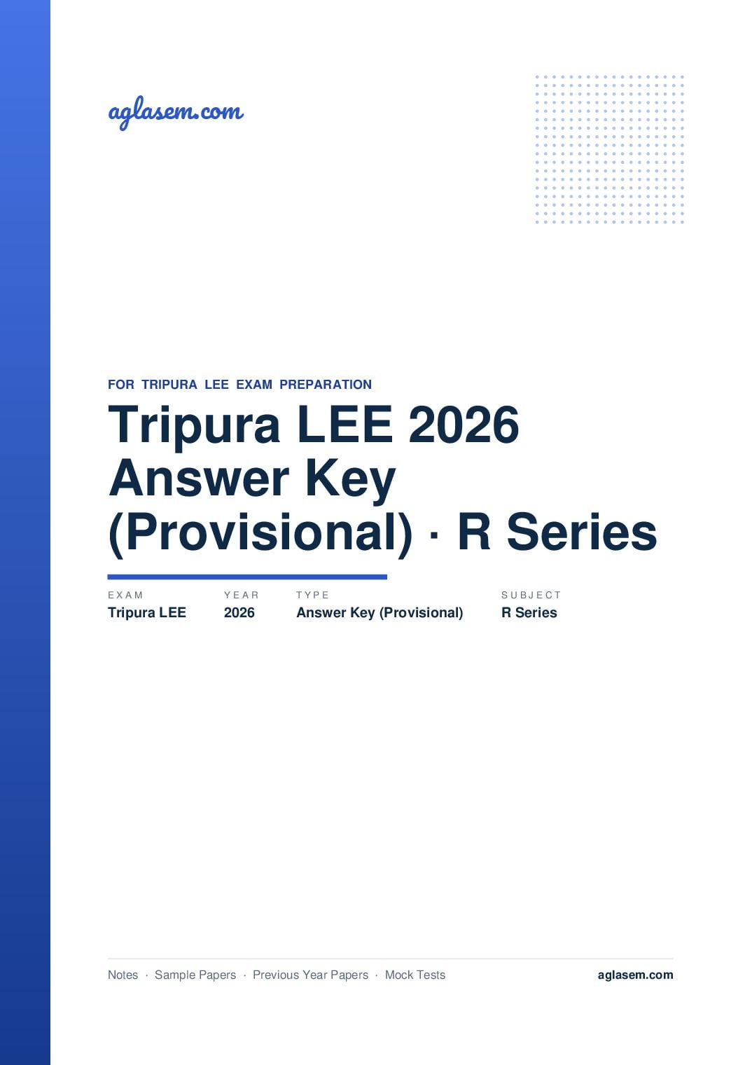 Tripura LEE 2026 Answer Key (Provisional) R Series - Page 1 of 2