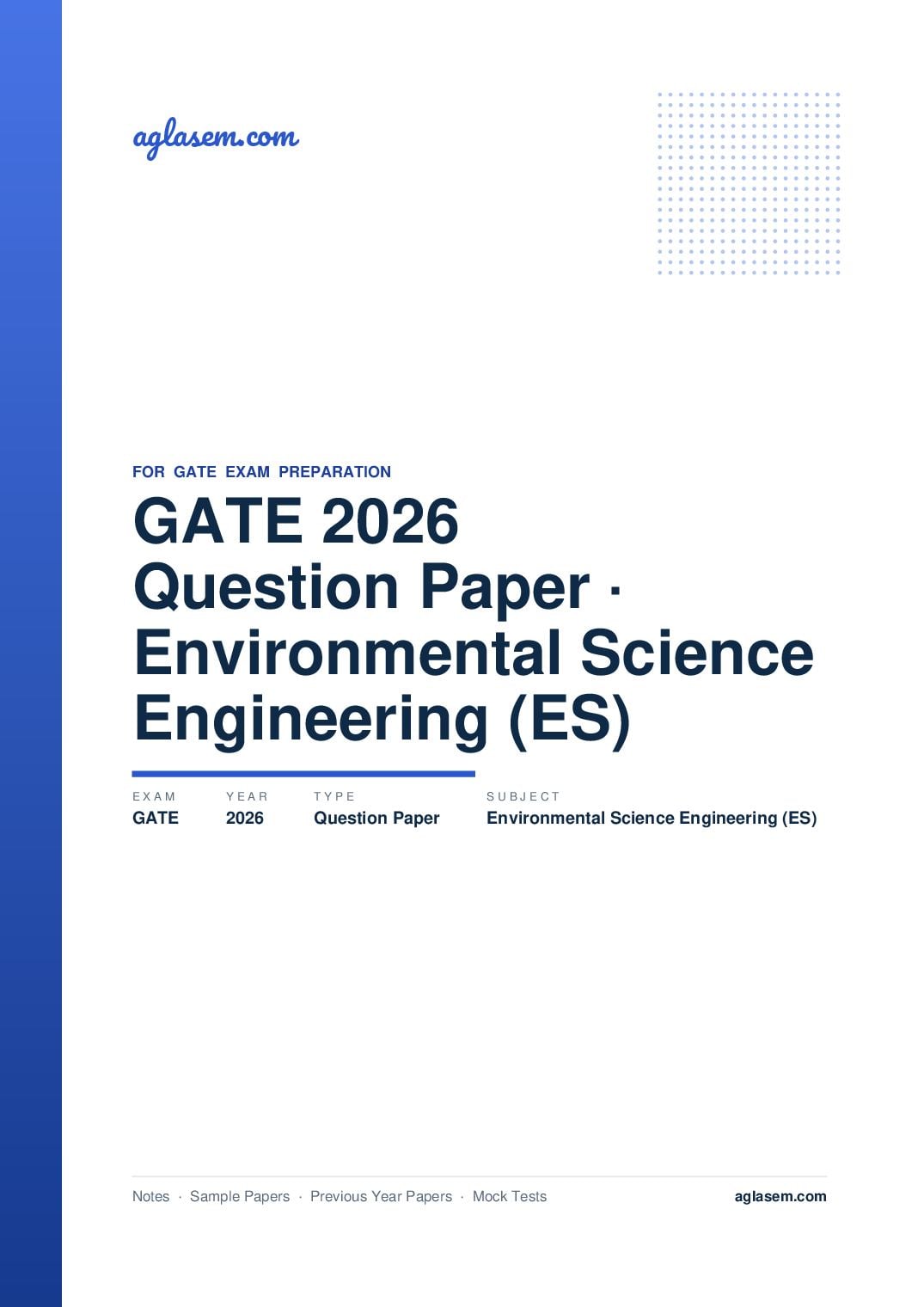 GATE 2026 Question Paper Environmental Science and Engineering (ES) - Page 1 of 41