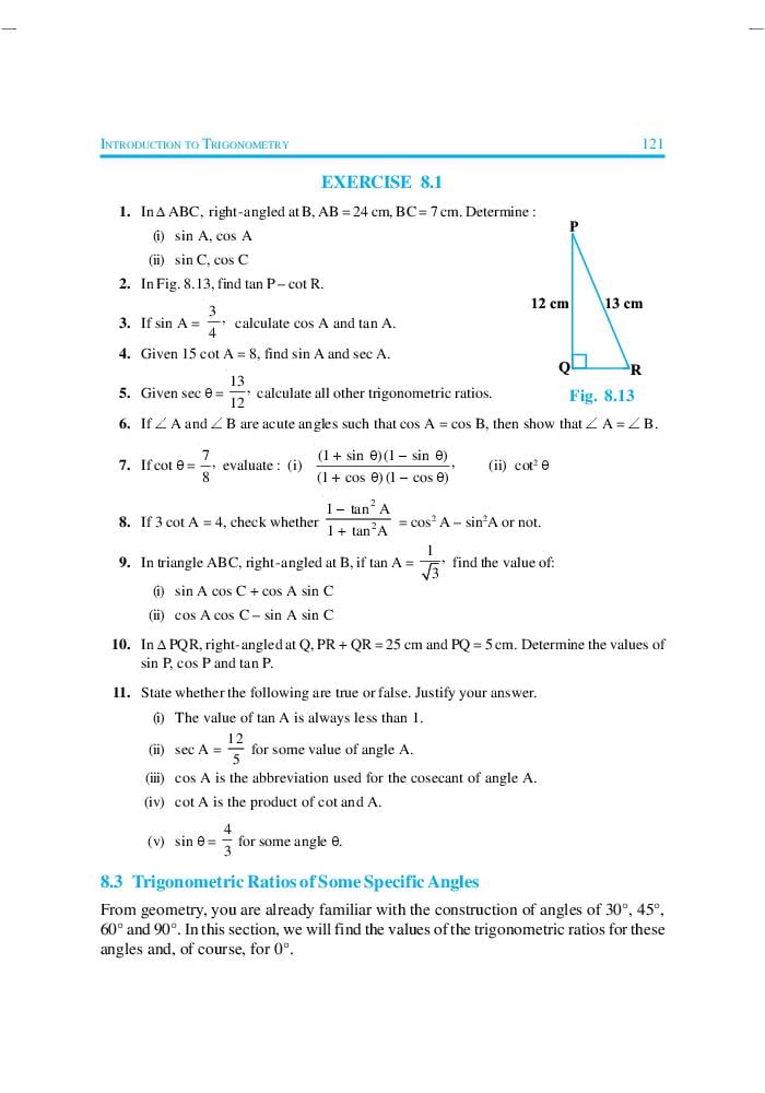 introduction to trigonometry class 10 assignment