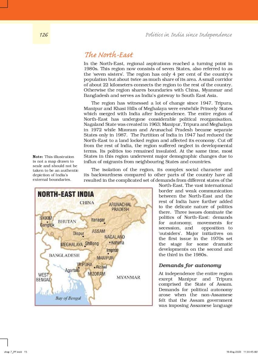 NCERT Book Class 12 Political Science Chapter 7 Regional Aspirations ...