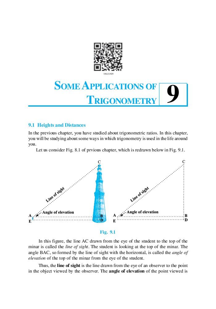 NCERT Book Class 10 Maths Chapter 9 Some Applications of Trigonometry - Page 1