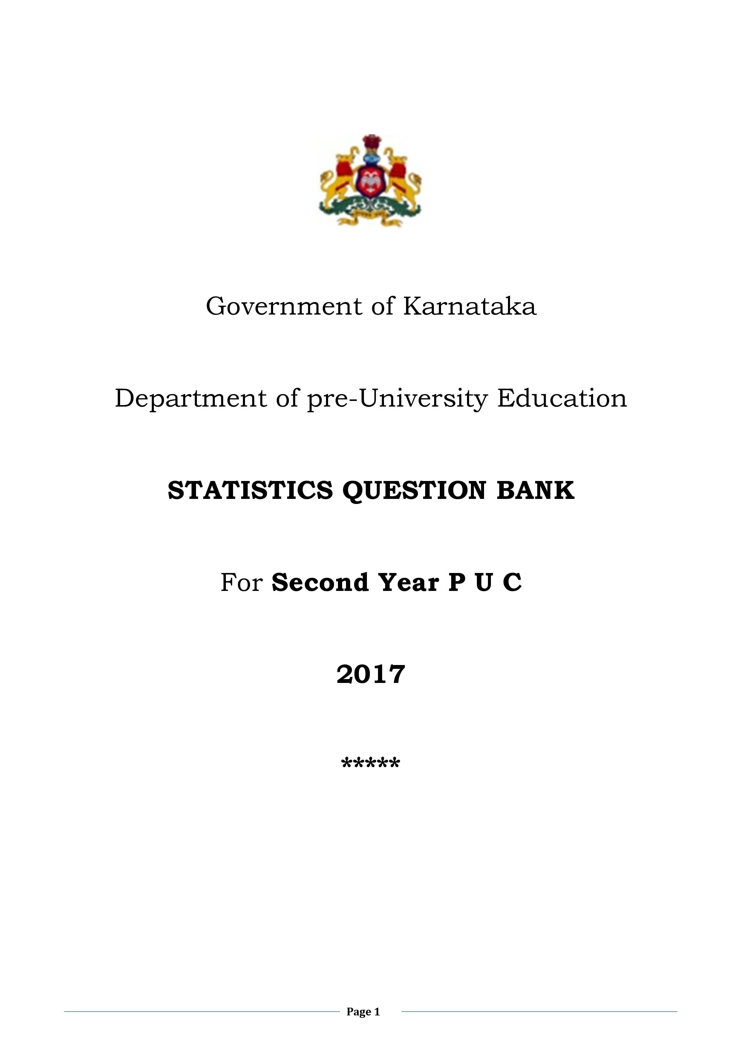Karnataka 2nd PUC Question Bank for Statistics 2017-18 - Page 1