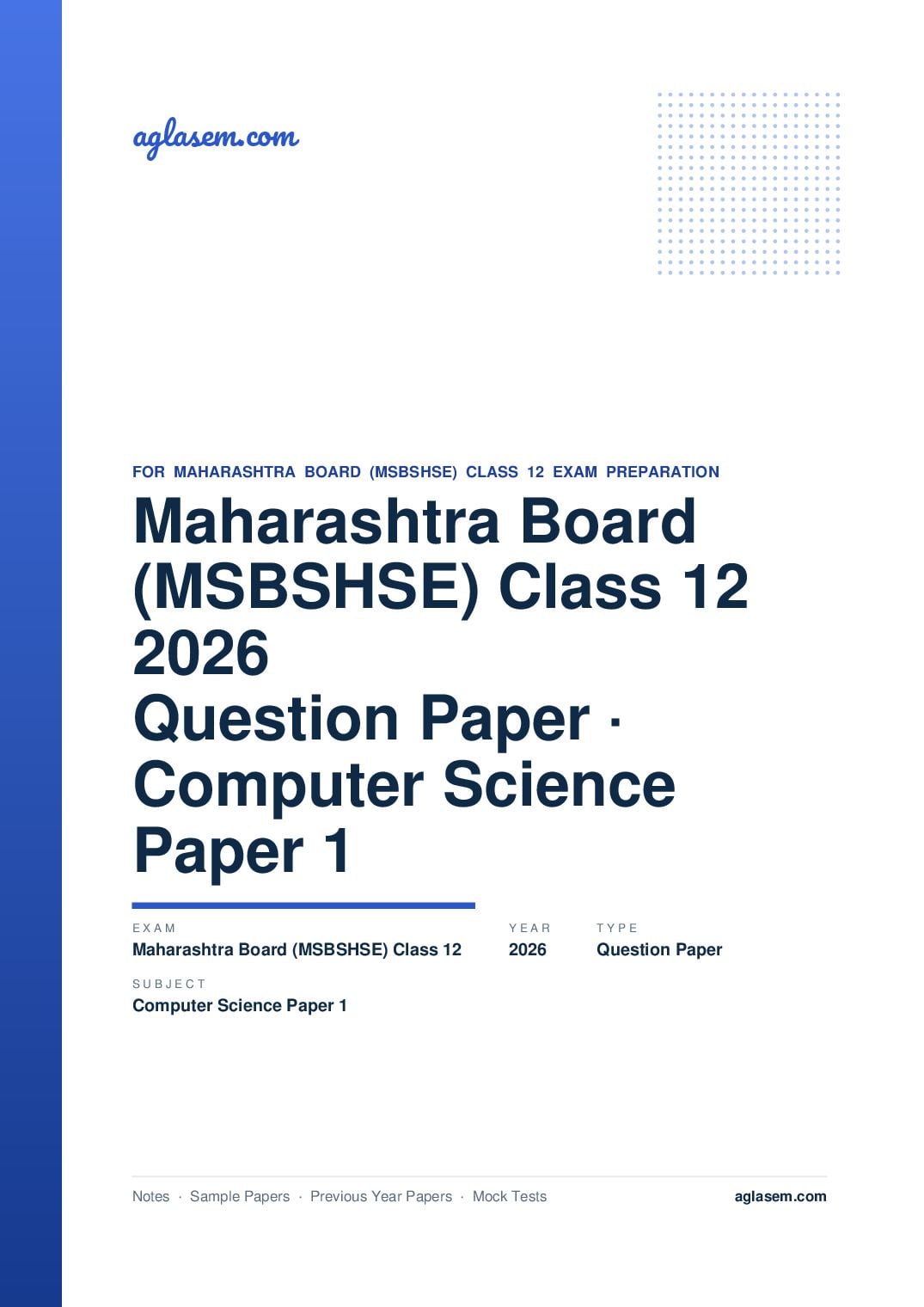 MH 12th Question Paper 2026 Computer Science Paper 1 - Page 1 of 5