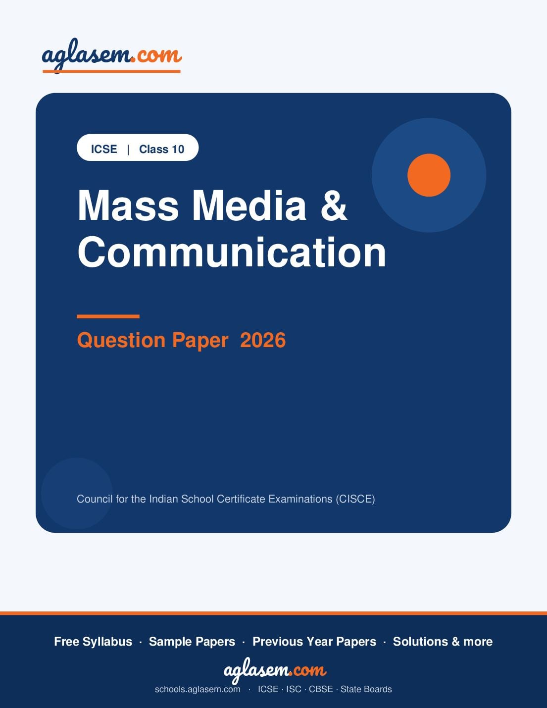 ICSE Class 10 Question Paper 2026 Mass Media & Communication - Page 1 of 12