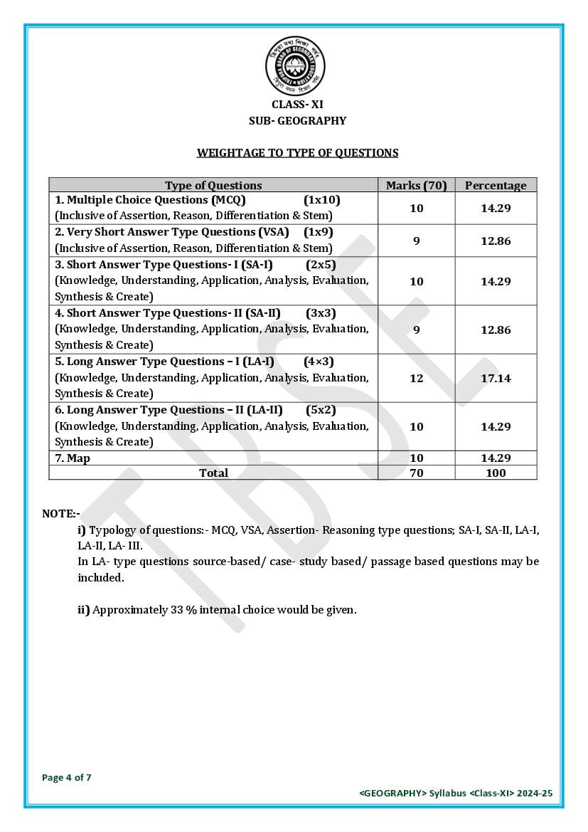 TBSE Class 11 Geography Syllabus 2025 (PDF) – Tripura Board Syllabus for 11th Geography