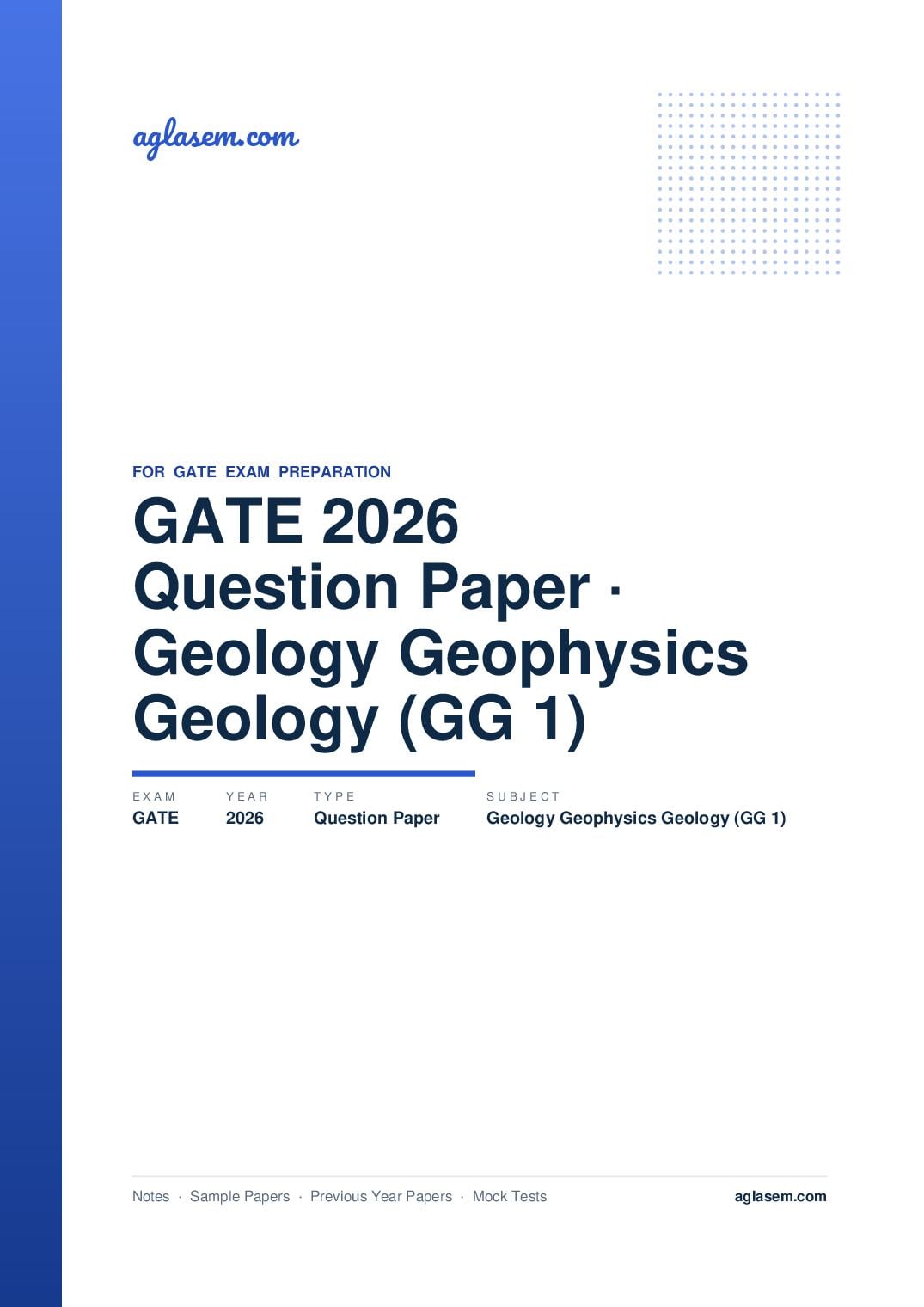 GATE 2026 Question Paper Geology and Geophysics - Geology (GG-1) - Page 1 of 42