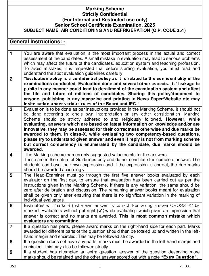 CBSE Class 12 Question Paper 2025 Solution Air Conditioning and Refrigeration - Page 1