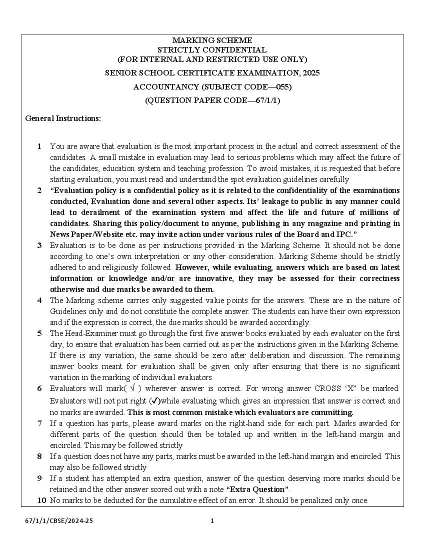 CBSE Class 12 Question Paper 2025 Solution Accountancy - Page 1