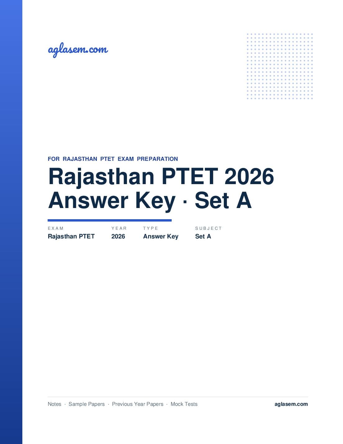 Rajasthan PTET 2026 Answer Key Set A - Page 1 of 8