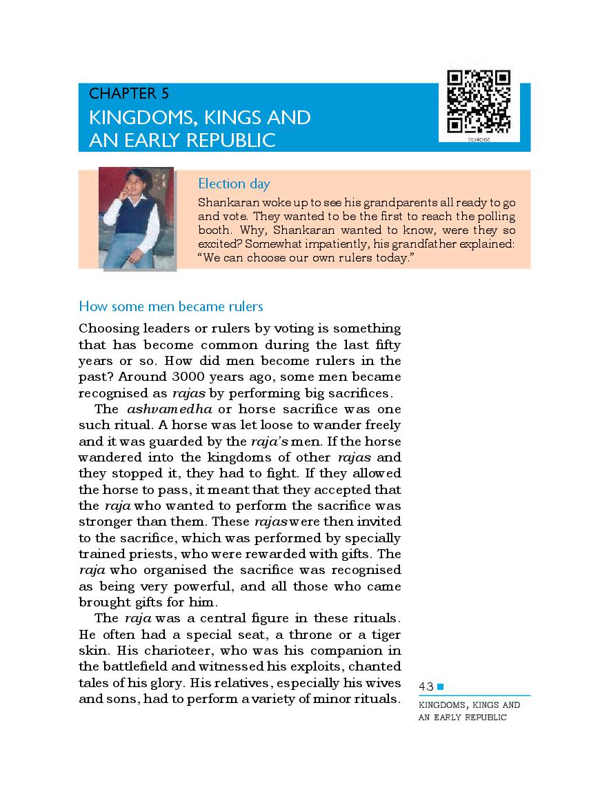 NCERT Book Class 6 Social Science (History) Chapter 5 Kingdoms, Kings and An Early Republic - Page 1