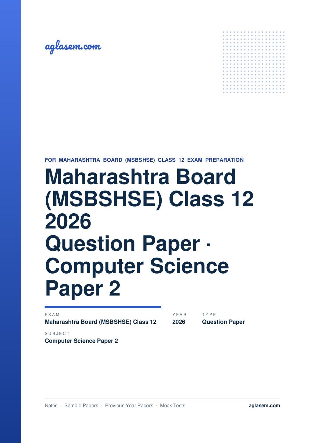 MH 12th Question Paper 2026 Computer Science Paper 2 - Page 1 of 5