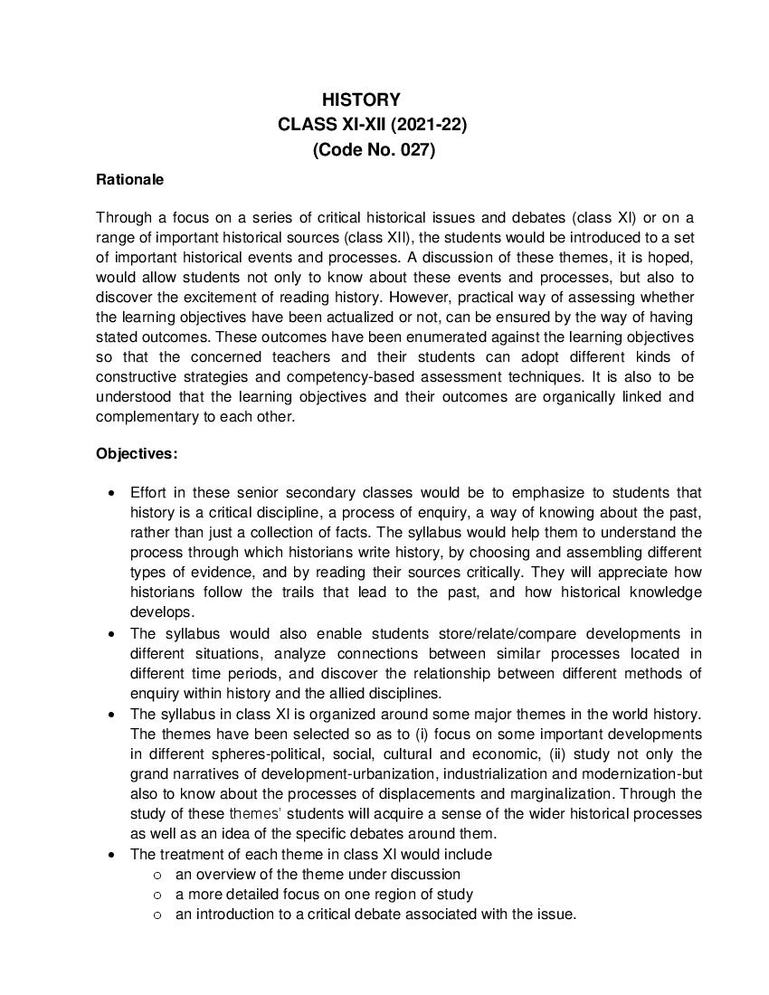 CBSE Class 11 History 2021-22 - Page 1