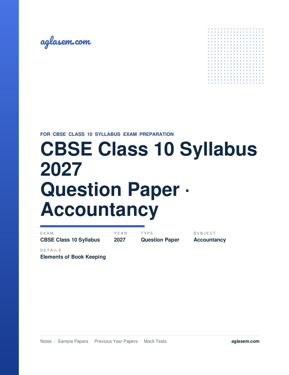 CBSE Class 10 Syllabus 2027 Elements of Book Keeping and Accountancy - Page 1 of 3