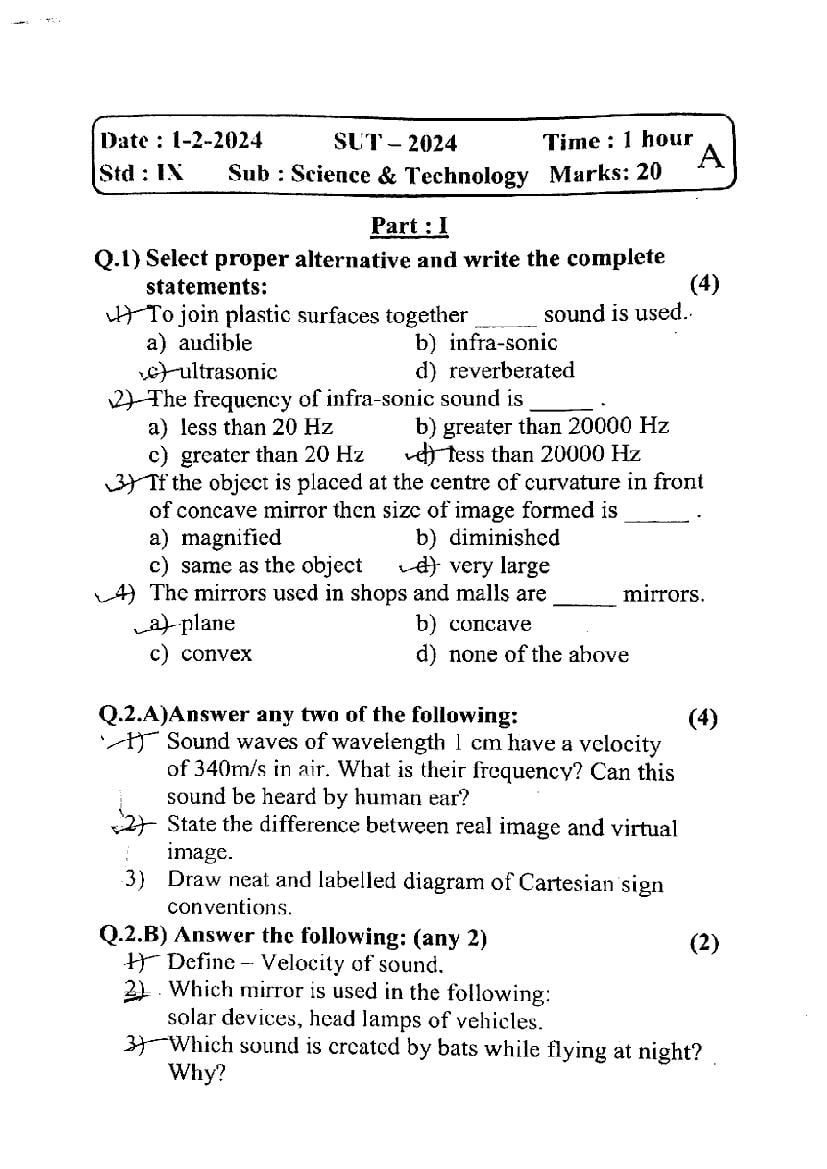 Maharashtra 9th Class Science Question Paper 2024 (PDF)