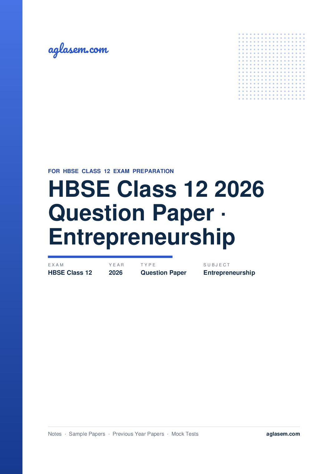 HBSE Class 12 Question Paper 2026 Entrepreneurship - Page 1 of 17