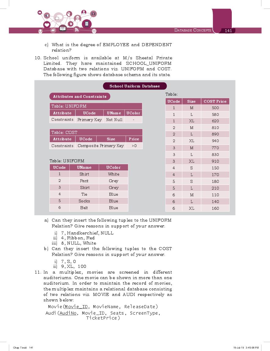 UP Board Book Class 11 Informatics Practices Chapter 7 Database Concepts