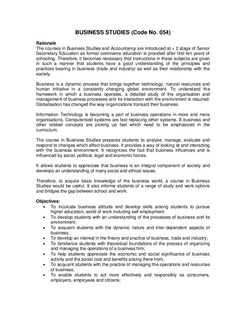 CBSE Class 11 Business Studies 2021-22 - Page 1