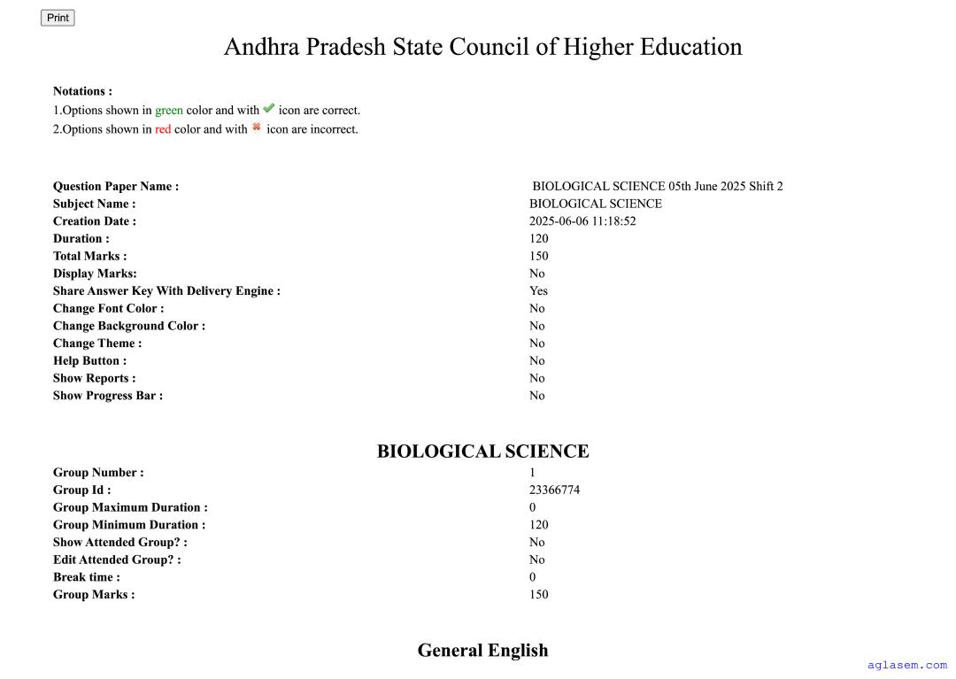 AP EdCET 2025 Question Paper Biological Science - Page 1 of 98