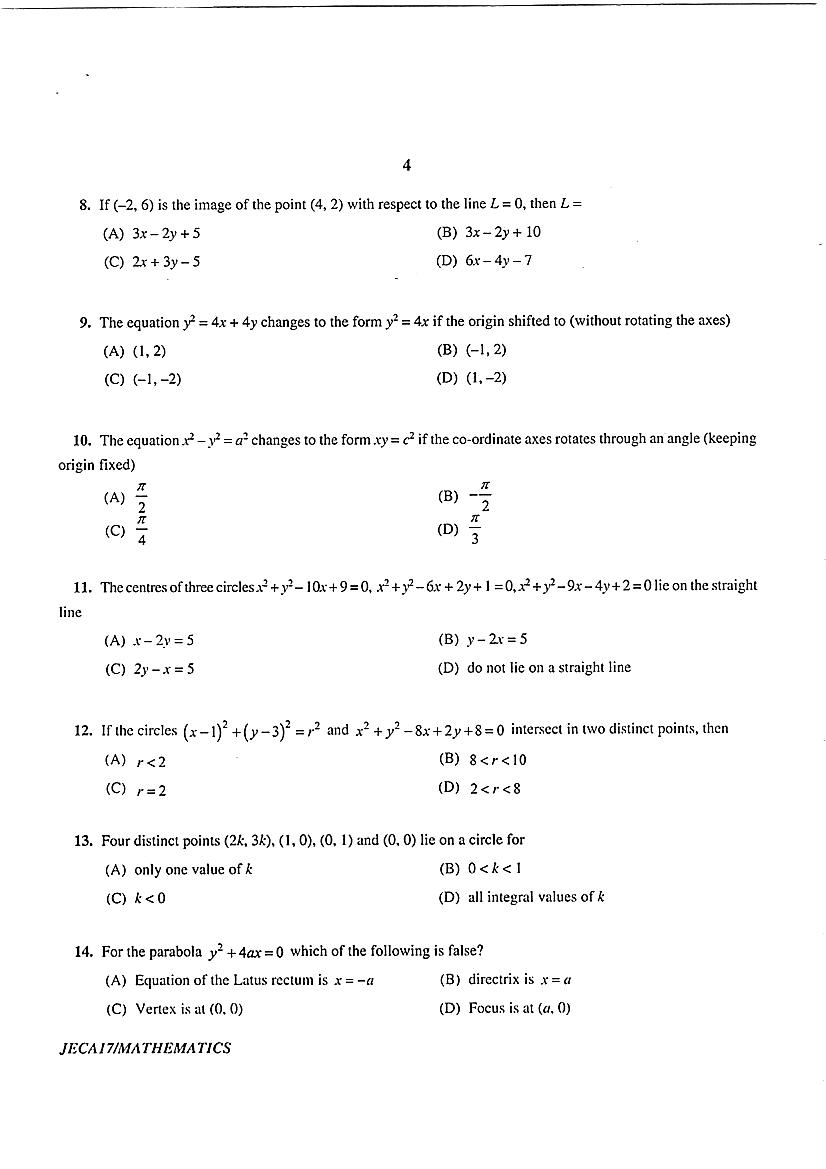 WB JECA 2017 Question Paper PDF: Mathematics and Aptitude