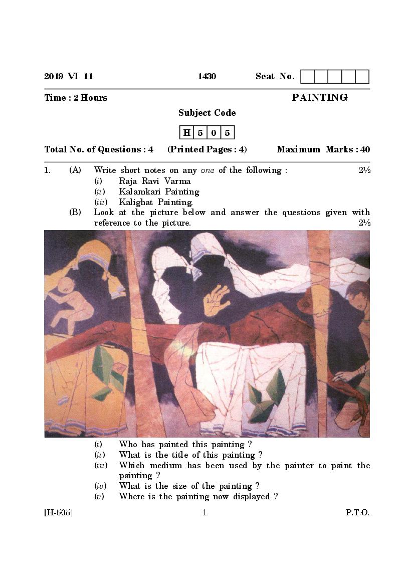 Goa Board Class 12 Question Paper June 2019 Painting - Page 1