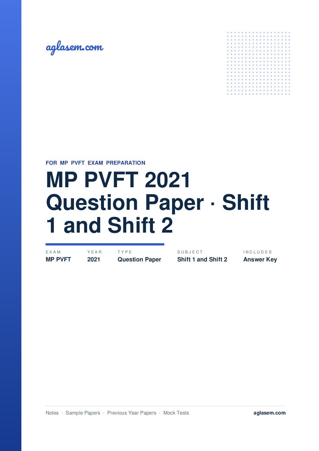 MP PVFT 2021 Question Paper with Answer Key Shift 1 and Shift 2 - Page 1 of 97