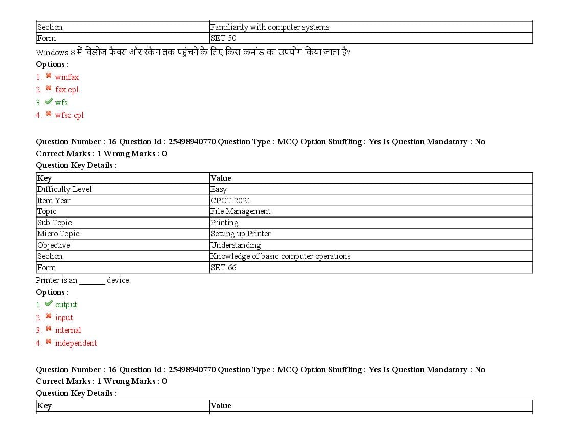 MP CPCT 2021 Question Papers PDF (August, October, December)
